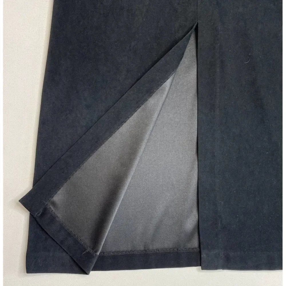 Norton‎ Mcnaughton Black Straight Faux Suede Midi Skirt sz 6